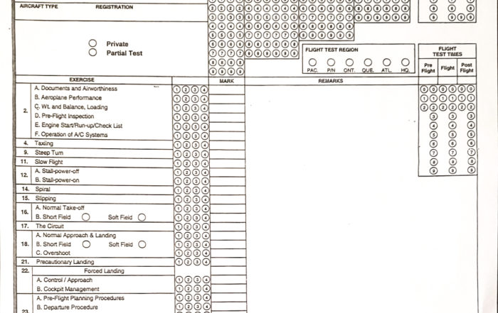 Transport Canada Private Pilot Flight Test Scoring Rubric